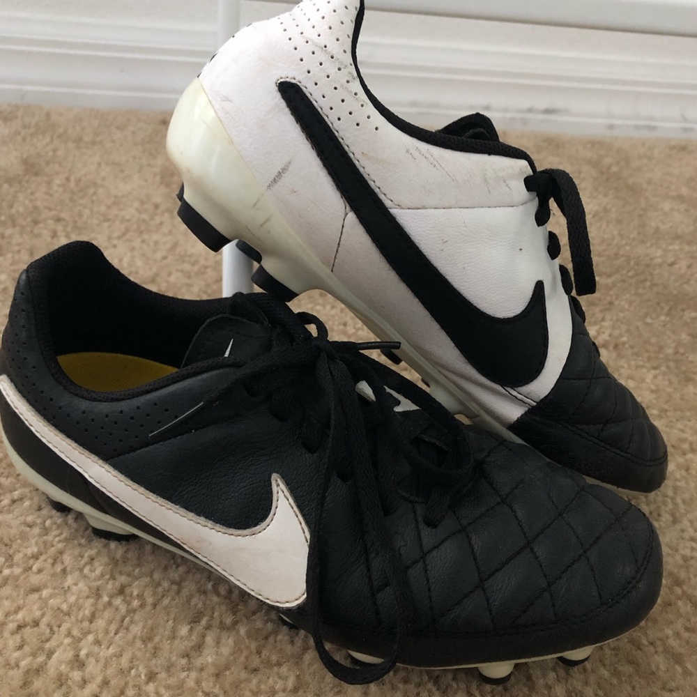 Black and White Nike Tiempo Soccer Cleats
